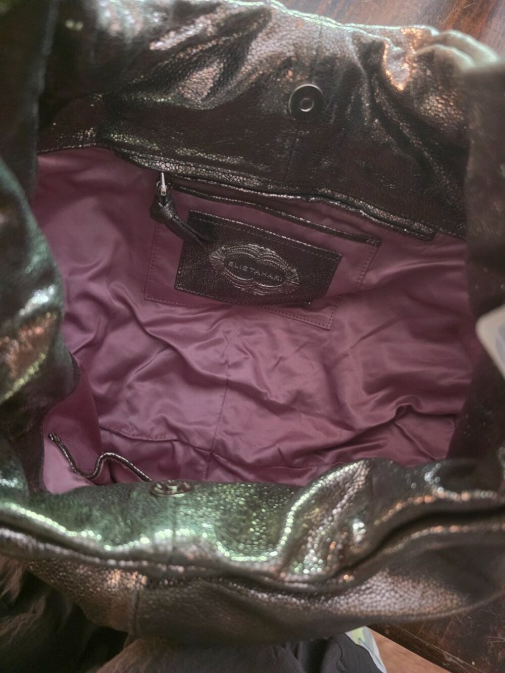 Elie Tahari Metallic Pewter Hobo Bag - Picture 7 of 10